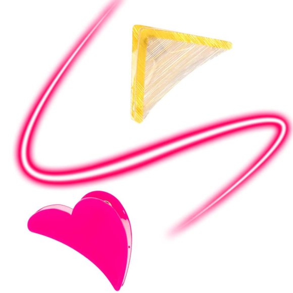 BP Jumbo Geometric Hair Clips Neon Hot Pink Heart or  Yellow Triangle Available - Picture 13 of 15